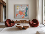 Winged Wonders V by Gia Graham. Shown as extra-large giant wall art in a modern living room. Available as an archival giclee rolled canvas, fine art paper, or poster print. SKU 85041a.