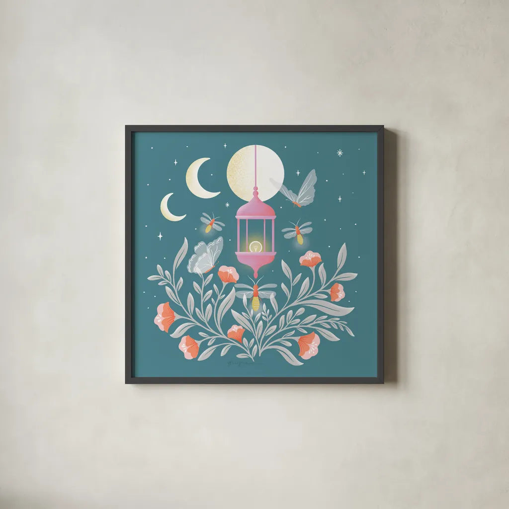 Winged Wonders VII by Gia Graham. Shown in a sleek black glass frame for a contemporary gallery look. Available as an archival giclee rolled canvas, fine art paper, or poster print. SKU 85043a.