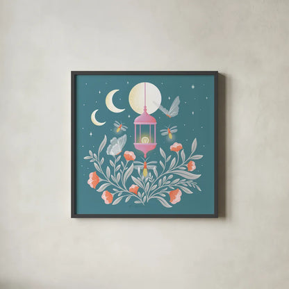 Winged Wonders VII by Gia Graham. Shown in a sleek black glass frame for a contemporary gallery look. Available as an archival giclee rolled canvas, fine art paper, or poster print. SKU 85043a.