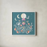 Winged Wonders VII by Gia Graham. Shown in a crisp white glass frame for a clean and minimalist style. Available as an archival giclee rolled canvas, fine art paper, or poster print. SKU 85043a.