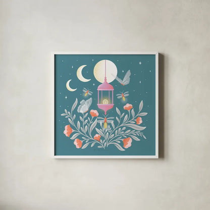 Winged Wonders VII by Gia Graham. Shown in a crisp white glass frame for a clean and minimalist style. Available as an archival giclee rolled canvas, fine art paper, or poster print. SKU 85043a.