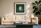 Winter Arrangements IV by Gia Graham. Displayed in a glass frame with matte in a clean modern living room. Available as an archival giclee rolled canvas, fine art paper, or poster print. SKU 103069a.