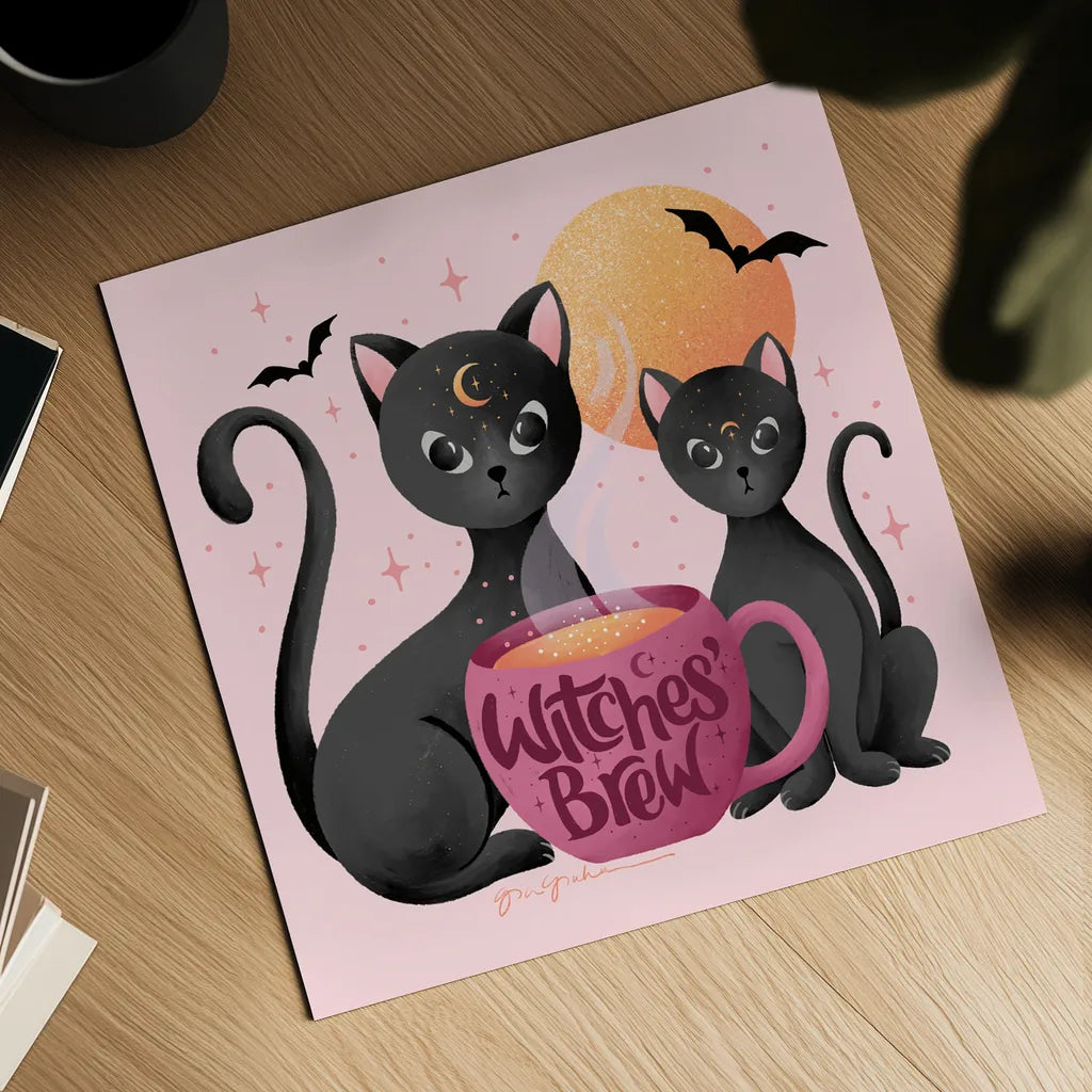 Witches Brew by Gia Graham. Shown as a detailed flat fine art print, highlighting archival giclee quality. Available as an archival giclee rolled canvas, fine art paper, or poster print. SKU 90258a.