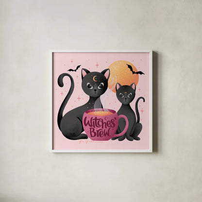 Witches Brew by Gia Graham. Shown in a crisp white glass frame for a clean and minimalist style. Available as an archival giclee rolled canvas, fine art paper, or poster print. SKU 90258a.