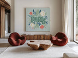 World Cities III by Gia Graham. Shown as extra-large giant wall art in a modern living room. Available as an archival giclee rolled canvas, fine art paper, or poster print. SKU 67089a.