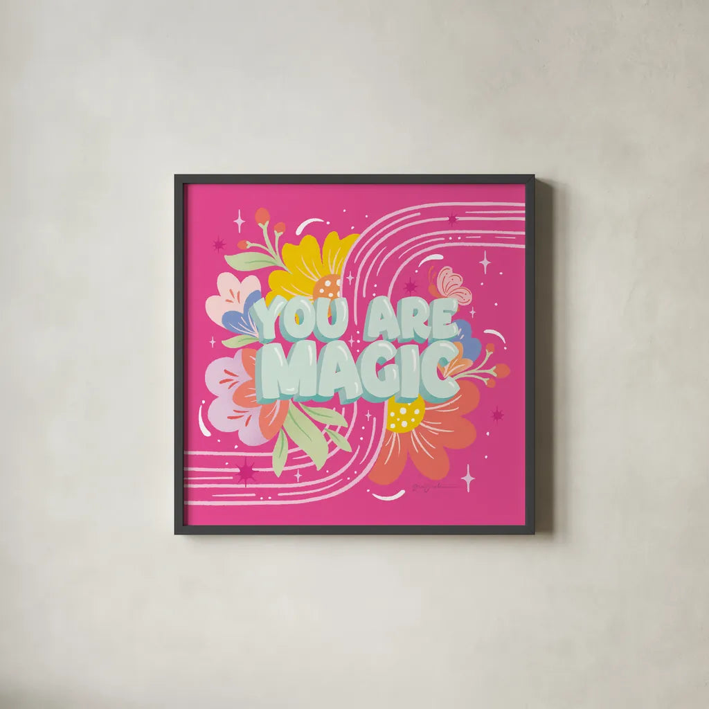 You Are Magic by Gia Graham. Shown in a sleek black glass frame for a contemporary gallery look. Available as an archival giclee rolled canvas, fine art paper, or poster print. SKU 87813a.