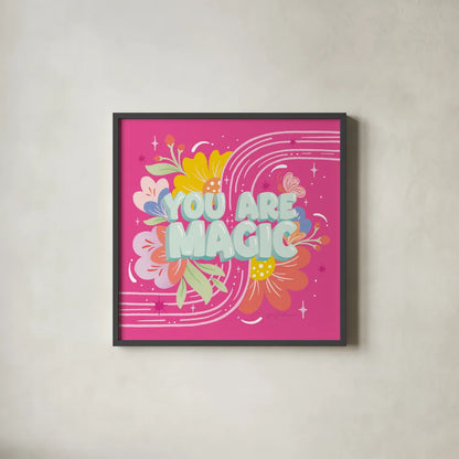 You Are Magic by Gia Graham. Shown in a sleek black glass frame for a contemporary gallery look. Available as an archival giclee rolled canvas, fine art paper, or poster print. SKU 87813a.