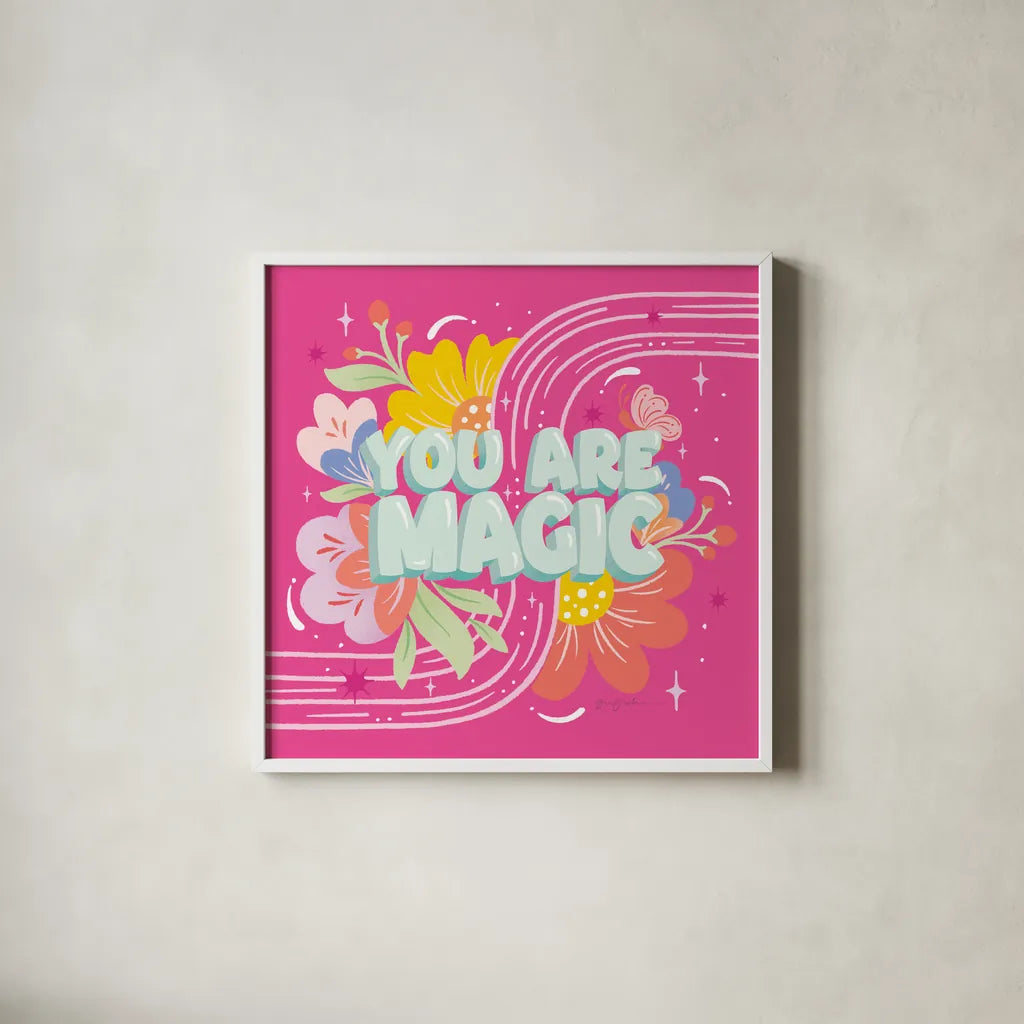 You Are Magic by Gia Graham. Shown in a crisp white glass frame for a clean and minimalist style. Available as an archival giclee rolled canvas, fine art paper, or poster print. SKU 87813a.
