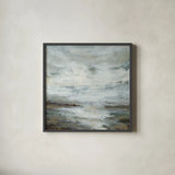 Beachcombing by Haley Knighten. Shown in a sleek black glass frame for a contemporary gallery look. Available as an archival giclee rolled canvas, fine art paper, or poster print. SKU 95250a.