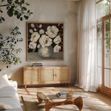 Billy Jean Dark by Haley Knighten. Shown in a natural wood frame in a cozy modern living room. Available as an archival giclee rolled canvas, fine art paper, or poster print. SKU 94042a.
