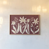 Cinnamon Flowers by Haley Knighten. shown as a paper print in a natural frame. Available as a archival giclee rolled canvas, fine art paper, or poster print. SKU 98627i.