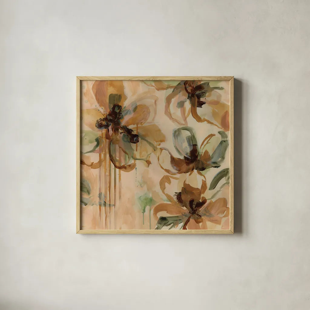 Fever Dream I by Haley Knighten. Shown in a natural wood glass frame for a timeless modern aesthetic. Available as an archival giclee rolled canvas, fine art paper, or poster print. SKU 95248a.