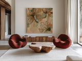 Fever Dream II by Haley Knighten. Shown as extra-large giant wall art in a modern living room. Available as an archival giclee rolled canvas, fine art paper, or poster print. SKU 95249a.