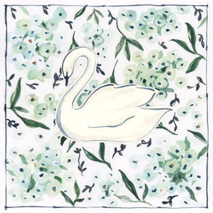 Green Hydrangea Swan by Haley Knighten. SKU 99949a. Archival Giclee Fine art print for wall decor.