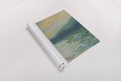 Lily Pad Lagoon III by Haley Knighten. shown as a rolled paper print. Available as archival giclee rolled canvas, fine art paper, or poster print. SKU 90495h.