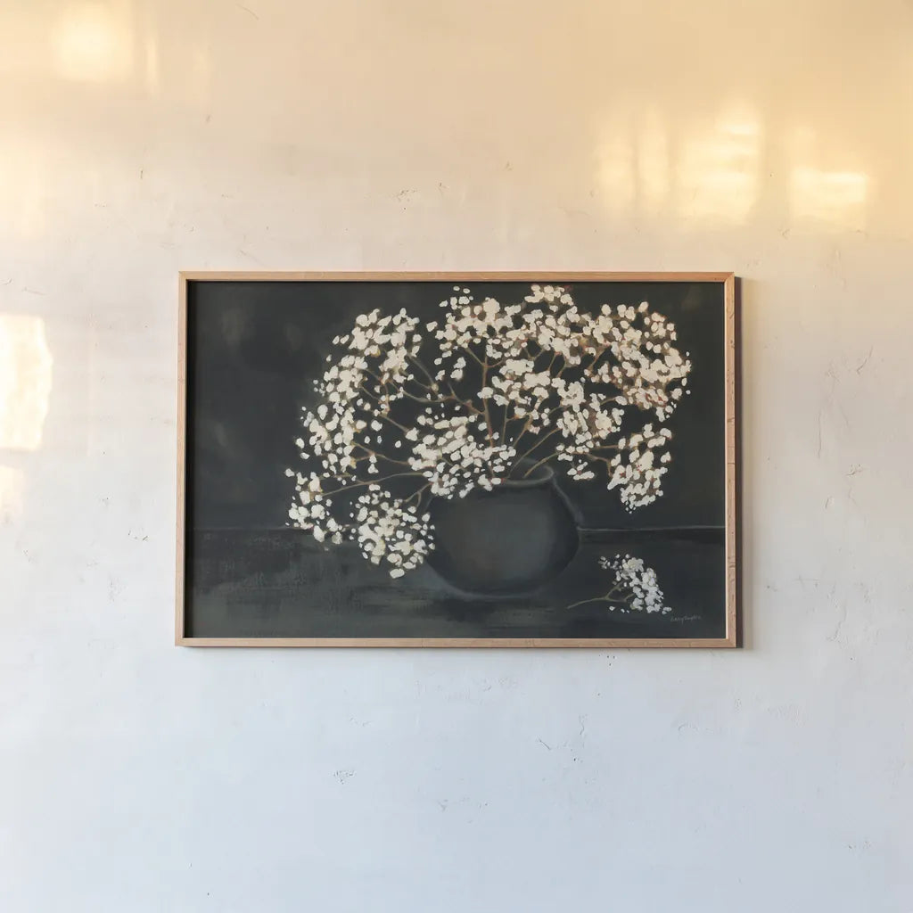 Moody Baby by Haley Knighten. shown as a paper print in a natural frame. Available as a archival giclee rolled canvas, fine art paper, or poster print. SKU 90304i.