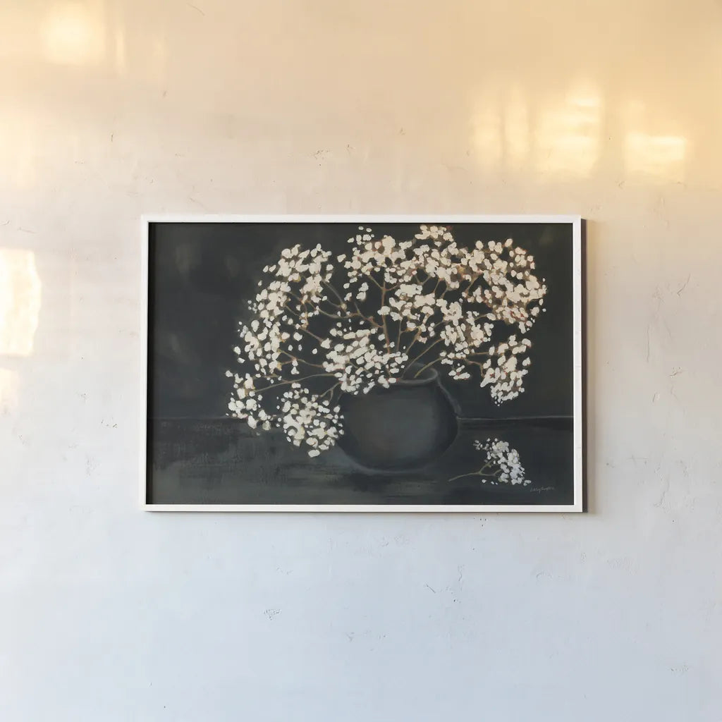 Moody Baby by Haley Knighten. shown as a paper print in a white frame. Available as a archival giclee rolled canvas, fine art paper, or poster print. SKU 90304i.