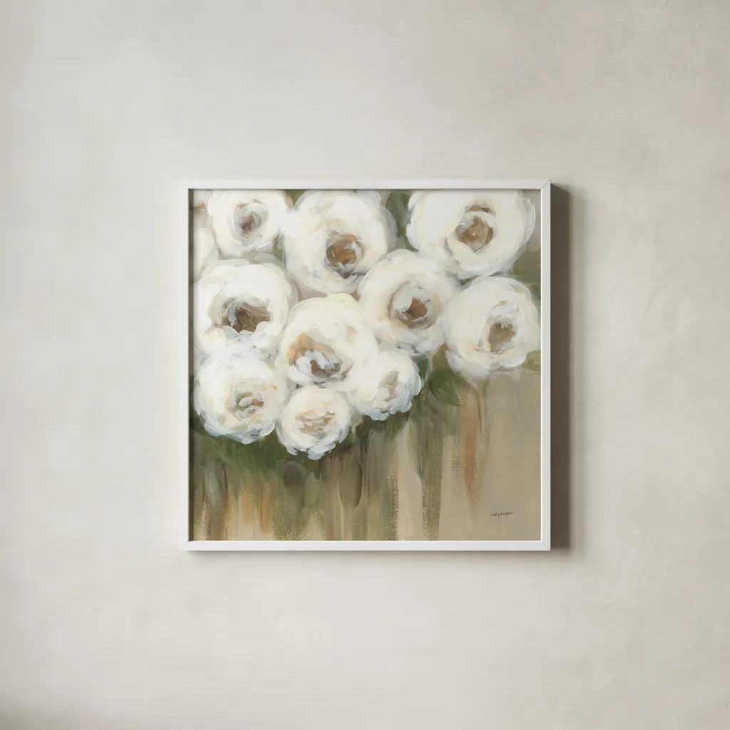Ms Adele by Haley Knighten. Shown in a crisp white glass frame for a clean and minimalist style. Available as an archival giclee rolled canvas, fine art paper, or poster print. SKU 91011a.