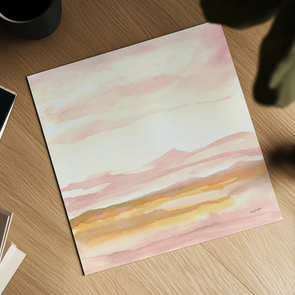 Pink Horizon II by Haley Knighten. Shown as a detailed flat fine art print, highlighting archival giclee quality. Available as an archival giclee rolled canvas, fine art paper, or poster print. SKU 91620a.