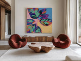 Plant Lady I by Haley Knighten. Shown as extra-large giant wall art in a modern living room. Available as an archival giclee rolled canvas, fine art paper, or poster print. SKU 93303a.