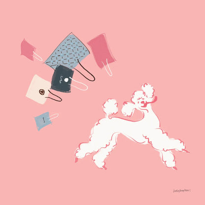 Poodle Shopping Spree by Haley Knighten. SKU 93969a. Archival Giclee Fine art print for wall decor.