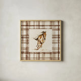 Ride Em Border by Haley Knighten. Shown in a natural wood glass frame for a timeless modern aesthetic. Available as an archival giclee rolled canvas, fine art paper, or poster print. SKU 103329a.