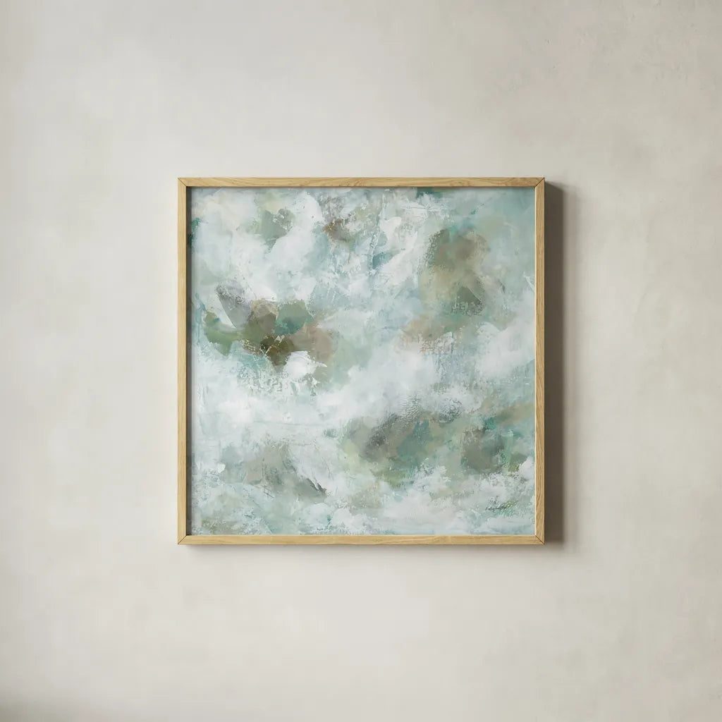 Seaglass by Haley Knighten. Shown in a natural wood glass frame for a timeless modern aesthetic. Available as an archival giclee rolled canvas, fine art paper, or poster print. SKU 95251a.