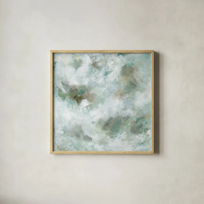 Seaglass by Haley Knighten. Shown in a natural wood glass frame for a timeless modern aesthetic. Available as an archival giclee rolled canvas, fine art paper, or poster print. SKU 95251a.