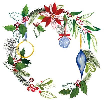 Christmas Wreath V by Harriet Sussman. SKU 57221a. Archival Giclee Fine art print for wall decor.