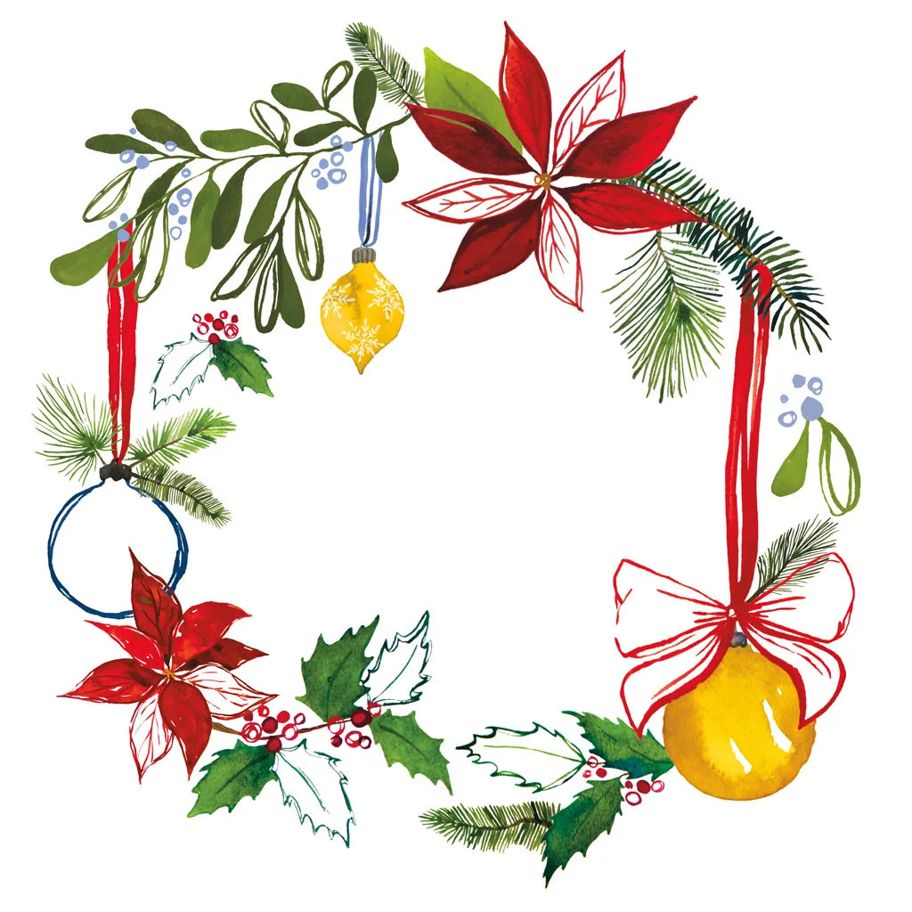 Christmas Wreath VII by Harriet Sussman. SKU 57223a. Archival Giclee Fine art print for wall decor.