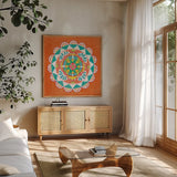 Like Frida IV by Harriet Sussman. Shown in a natural wood frame in a cozy modern living room. Available as an archival giclee rolled canvas, fine art paper, or poster print. SKU 39656a.