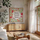 Like Frida V by Harriet Sussman. Shown in a natural wood frame in a cozy modern living room. Available as an archival giclee rolled canvas, fine art paper, or poster print. SKU 39657a.