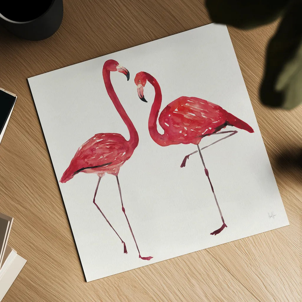 Tropical Fun Bird IV by Harriet Sussman. Shown as a detailed flat fine art print, highlighting archival giclee quality. Available as an archival giclee rolled canvas, fine art paper, or poster print. SKU 27954a.