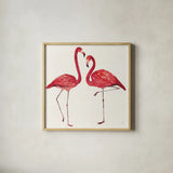 Tropical Fun Bird IV by Harriet Sussman. Shown in a natural wood glass frame for a timeless modern aesthetic. Available as an archival giclee rolled canvas, fine art paper, or poster print. SKU 27954a.