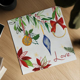 Watercolor Christmas II by Harriet Sussman. Shown as a detailed flat fine art print, highlighting archival giclee quality. Available as an archival giclee rolled canvas, fine art paper, or poster print. SKU 30811a.