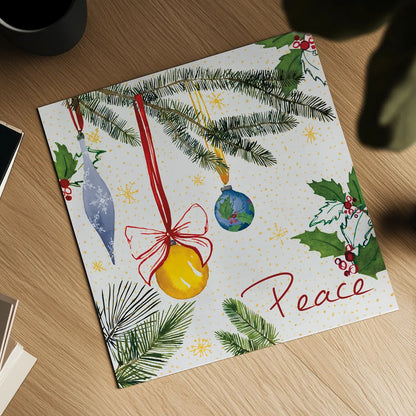 Watercolor Christmas III by Harriet Sussman. Shown as a detailed flat fine art print, highlighting archival giclee quality. Available as an archival giclee rolled canvas, fine art paper, or poster print. SKU 30812a.