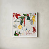 Watercolor Christmas IV by Harriet Sussman. Shown in a crisp white glass frame for a clean and minimalist style. Available as an archival giclee rolled canvas, fine art paper, or poster print. SKU 30813a.