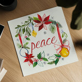 Watercolor Christmas VII by Harriet Sussman. Shown as a detailed flat fine art print, highlighting archival giclee quality. Available as an archival giclee rolled canvas, fine art paper, or poster print. SKU 30816a.