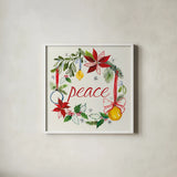 Watercolor Christmas VII by Harriet Sussman. Shown in a crisp white glass frame for a clean and minimalist style. Available as an archival giclee rolled canvas, fine art paper, or poster print. SKU 30816a.
