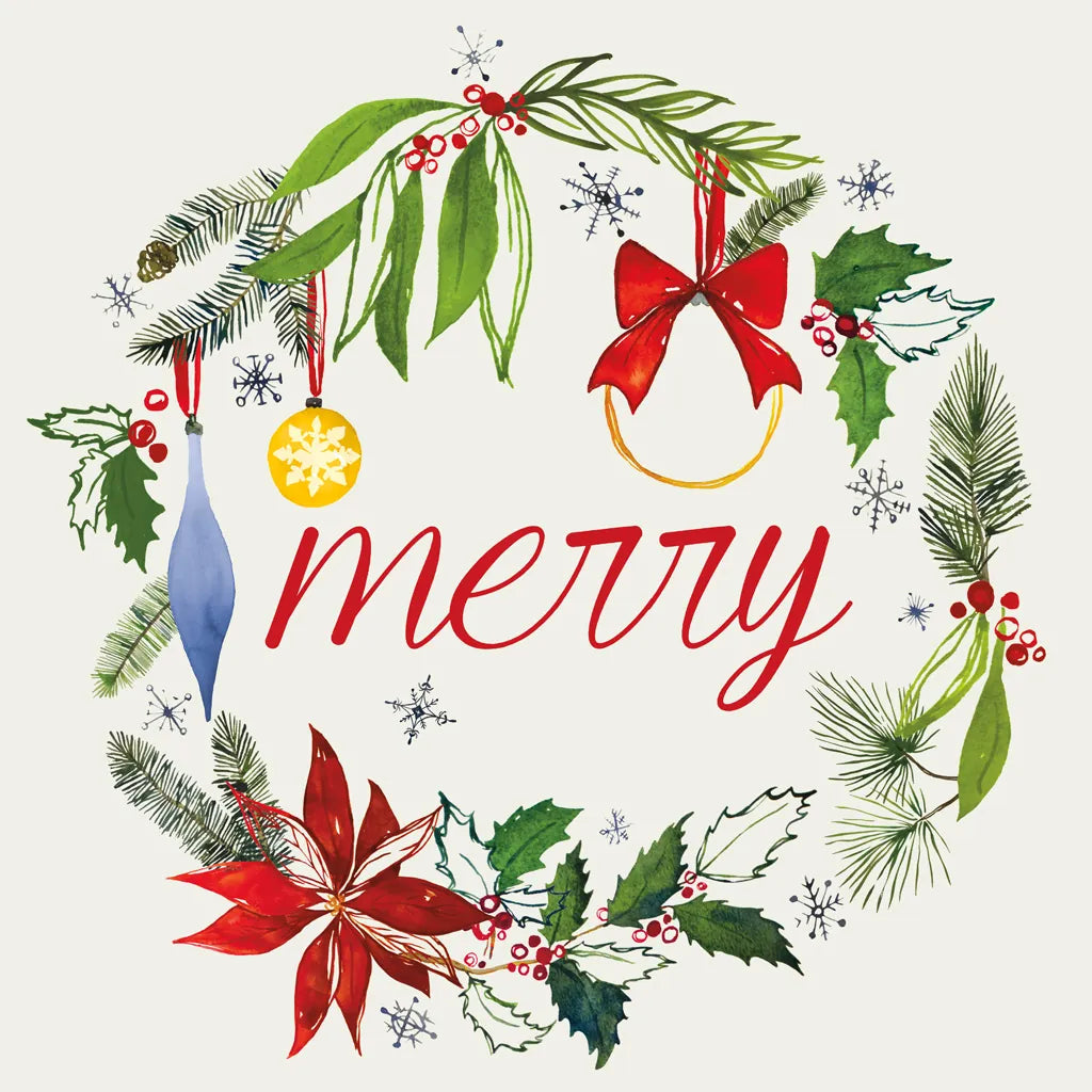 Watercolor Christmas VIII by Harriet Sussman. SKU 30817a. Archival Giclee Fine art print for wall decor.