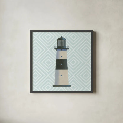 A Day at Sea III Aqua by James Wiens. Shown in a sleek black glass frame for a contemporary gallery look. Available as an archival giclee rolled canvas, fine art paper, or poster print. SKU 50178a.
