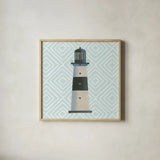 A Day at Sea III Aqua by James Wiens. Shown in a natural wood glass frame for a timeless modern aesthetic. Available as an archival giclee rolled canvas, fine art paper, or poster print. SKU 50178a.