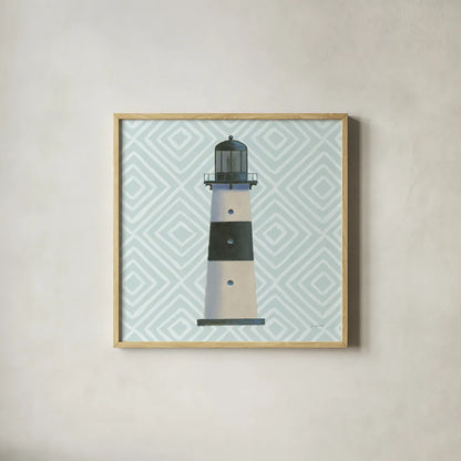 A Day at Sea III Aqua by James Wiens. Shown in a natural wood glass frame for a timeless modern aesthetic. Available as an archival giclee rolled canvas, fine art paper, or poster print. SKU 50178a.