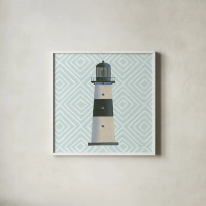 A Day at Sea III Aqua by James Wiens. Shown in a crisp white glass frame for a clean and minimalist style. Available as an archival giclee rolled canvas, fine art paper, or poster print. SKU 50178a.