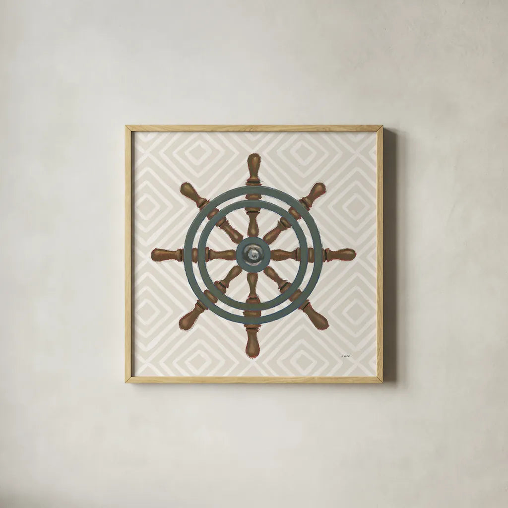 A Day at Sea IV by James Wiens. Shown in a natural wood glass frame for a timeless modern aesthetic. Available as an archival giclee rolled canvas, fine art paper, or poster print. SKU 46483a.