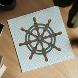 A Day at Sea IV Aqua by James Wiens. Shown as a detailed flat fine art print, highlighting archival giclee quality. Available as an archival giclee rolled canvas, fine art paper, or poster print. SKU 50179a.