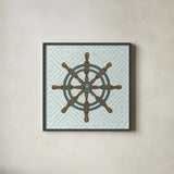 A Day at Sea IV Aqua by James Wiens. Shown in a sleek black glass frame for a contemporary gallery look. Available as an archival giclee rolled canvas, fine art paper, or poster print. SKU 50179a.