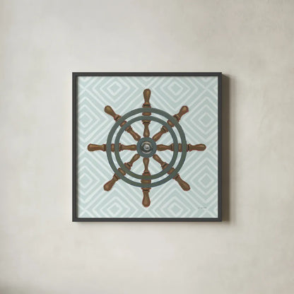 A Day at Sea IV Aqua by James Wiens. Shown in a sleek black glass frame for a contemporary gallery look. Available as an archival giclee rolled canvas, fine art paper, or poster print. SKU 50179a.