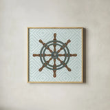 A Day at Sea IV Aqua by James Wiens. Shown in a natural wood glass frame for a timeless modern aesthetic. Available as an archival giclee rolled canvas, fine art paper, or poster print. SKU 50179a.
