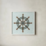 A Day at Sea IV Aqua by James Wiens. Shown in a crisp white glass frame for a clean and minimalist style. Available as an archival giclee rolled canvas, fine art paper, or poster print. SKU 50179a.